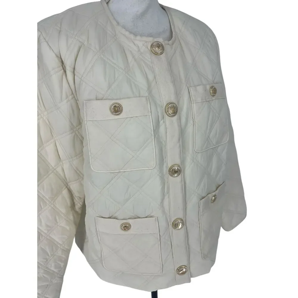 Veronica Beard‎ Shalia Quilted Jacket in Ivory